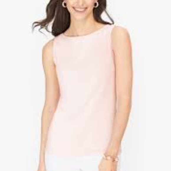 Talbots Cotton Bateau Neck Tank Tee Shirt Blush Pink - Picture 1 of 5